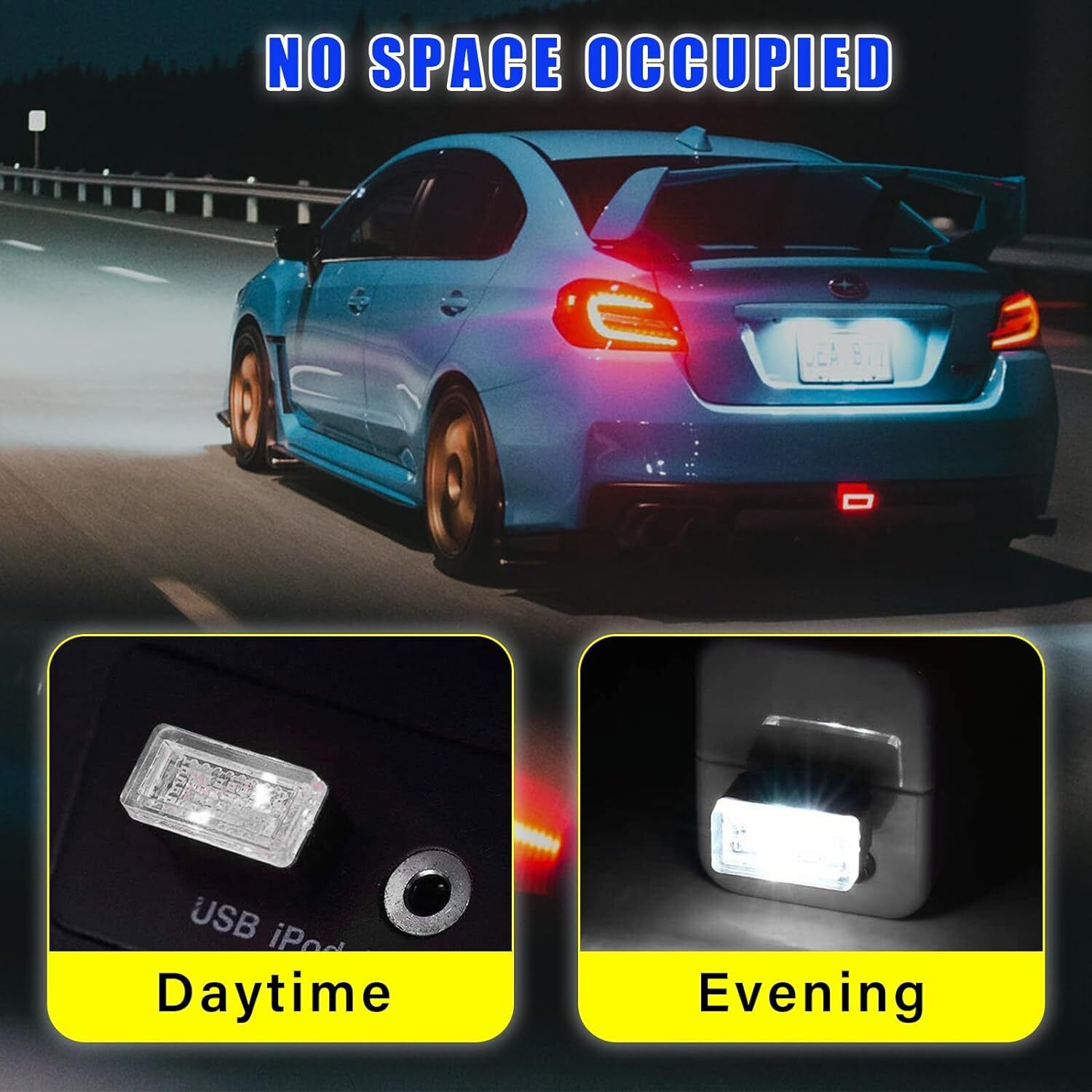 4 lámparas LED USB para el interior del automóvil, luz nocturna de decoración